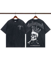 1:1 quality version Godspeed Skull & Crown Print Washed Version Tee