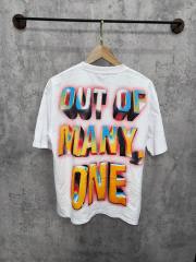 Vintage military style steel helmet skull 3D gradient slogan distressed T-shirt 29053409