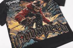 Skiing skeleton knight winter snow mountain vintage black short-sleeved T-shirt 29052471