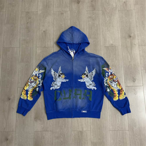 DUAA Blue Garden Rhinestone Distressed Cotton Hoodie