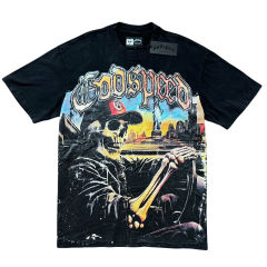 Godspeed Skull Driving Landscape Print Washed Version Tee 2 colors