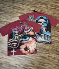 Reaper Pistol War Horse Black and Red Dual-Color Distressed Short-Sleeve T-Shirt 2 colors 29052451