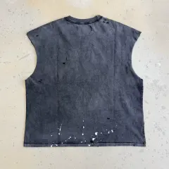 Paly Hollywood Splatter Letter Print Sleeveless Tee