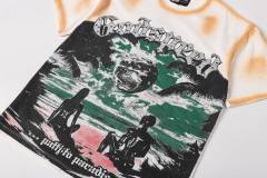 Beach Skeleton Couple Sunset Black and Yellow Distressed Short-sleeved T-shirt 29052437