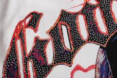 Vintage Red Flame Racing Driver Skull Rhinestone Gothic Letter Distressed Print T-shirt 29052409