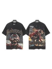 Skiing skeleton knight winter snow mountain vintage black short-sleeved T-shirt 29052471