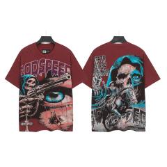 Reaper Pistol War Horse Black and Red Dual-Color Distressed Short-Sleeve T-Shirt 2 colors 29052451