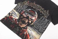 Skiing skeleton knight winter snow mountain vintage black short-sleeved T-shirt 29052471