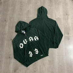 DUAA Rhinestone Applique Embroidered Distressed Hoodie