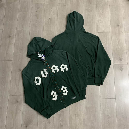 DUAA Rhinestone Applique Embroidered Distressed Hoodie