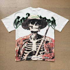 Vacation-style skull 8-ball white short-sleeved T-shirt 29044595