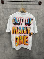 Vintage military style steel helmet skull 3D gradient slogan distressed T-shirt 29053409