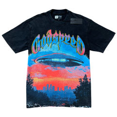 28286694 UFO Sunset Scene Printed Washed Version Tee 3 colors