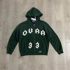 DUAA Rhinestone Applique Embroidered Distressed Hoodie