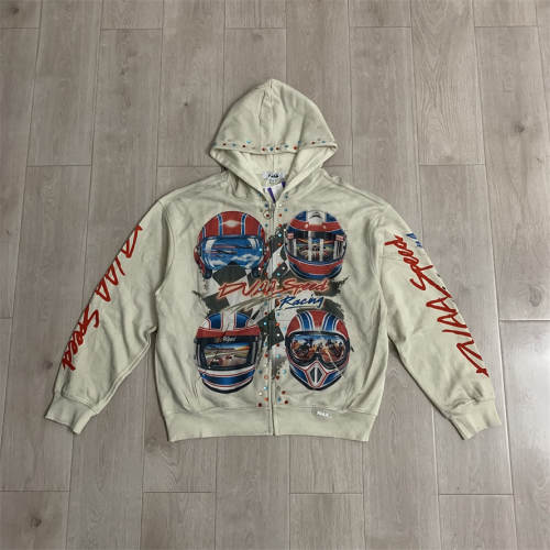 DUAA Beige Velocity Rhinestone Washed Distressed Hoodie