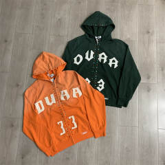 DUAA Rhinestone Applique Embroidered Distressed Hoodie