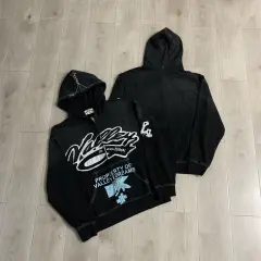 Vale Valley Vintage Letter Embroidered Zip-Up Hoodie