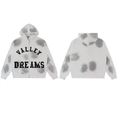 Vale Valley Vintage Rhinestone Letter Zip-Up Hoodie