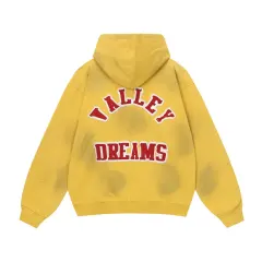 Vale Valley Letter Embroidered Rhinestone Cotton Zip-Up Hoodie