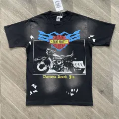 1:1 Quality Saint Vanity Vintage Biker Graphic T-Shirt