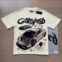 Godspeed Global Exploded Disassembled Supercar Blueprint Graphic Tee | Cream Vintage Oversized Fit