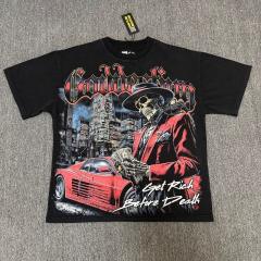 Godspeed Global Skeleton Gentleman "Get Rich Before Death" Graphic Tee | Black Vintage Oversized Fit