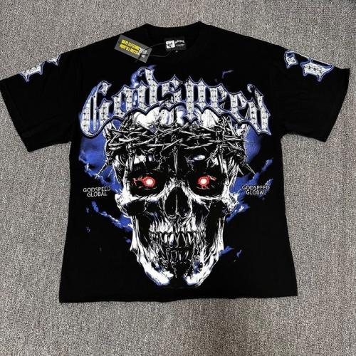 Godspeed Global Red-Eye Skull Graphic Tee | Black Gothic Oversized Fit
