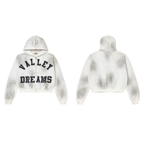 Vale Forever Valley Dreams Zip-Up Hoodie | White Rhinestone Cropped Boxy Fit