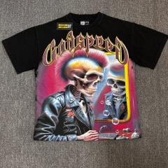 Godspeed Global Punk Skull Mirror Graphic Tee | Off‑White Vintage Oversized Fit