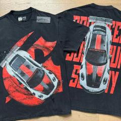 Godspeed Global Top View Sports Car Red G Graphic Tee | Black Vintage Oversized Fit