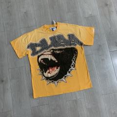 DUAA Rhinestone Gorilla Chainlink Tee | Vintage Washed Yellow