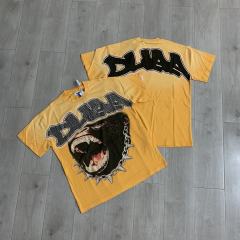 DUAA Rhinestone Gorilla Chainlink Tee | Vintage Washed Yellow