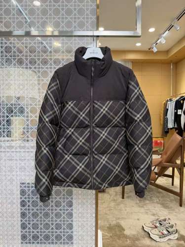 1:1 quality version Plaid Paneled Stand Collar Casual Zip-Up Down Jacket 3 colors 29481423