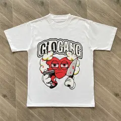 Glo Gang Heart Knife Cartoon Graphic Black T-Shirt