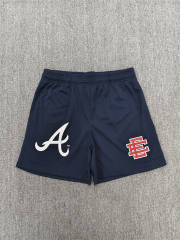 1:1 Top Qualtiy Eric Emanuel Navy A Logo EE Logo Mesh Shorts