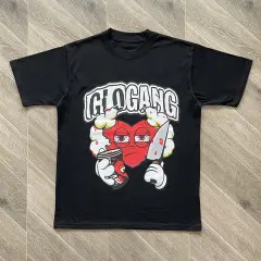 Glo Gang Heart Knife Cartoon Graphic Black T-Shirt