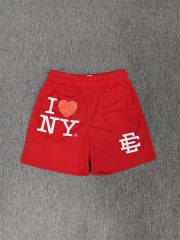 1:1 Top Qualtiy Eric Emanuel Red I Love NY EE Logo Mesh Shorts
