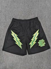 1:1 Top Qualtiy Lightning Bolt EE Logo Black Mesh Shorts