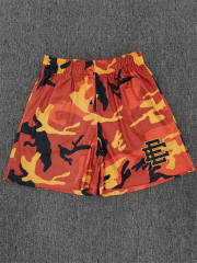 1:1 Top Qualtiy Eric Emanuel Orange Camo EE Logo Mesh Shorts