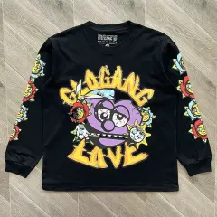 Glo Gang Love Purple Heart Mascot Black Long Sleeve T-Shirt
