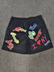 1:1 Top Qualtiy Eric Emanuel Graffiti I Love NY Black Mesh Shorts