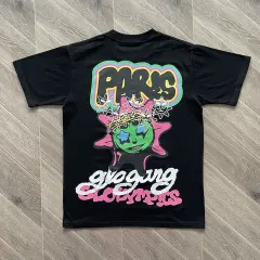 Glo Gang Gloly USA Multi Cartoon Graphic Black T-Shirt