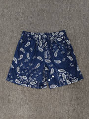 1:1 Top Qualtiy Eric Emanuel Navy White Paisley Bandana EE Logo Mesh Shorts