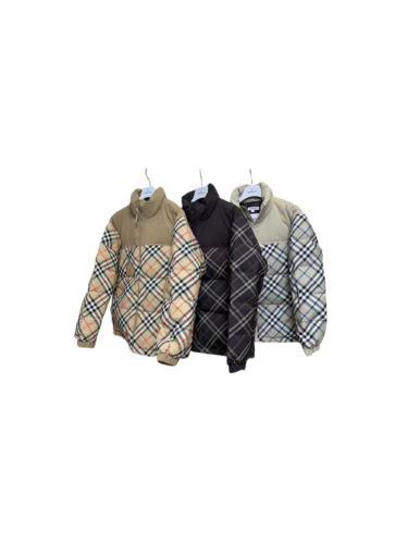 1:1 quality version Plaid Paneled Stand Collar Casual Zip-Up Down Jacket 3 colors 29481423