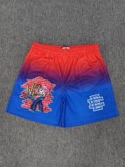 1:1 Top Qualtiy Eric Emanuel Red Blue Gradient Brick Wall Graffiti EE Logo Mesh Shorts