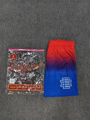 1:1 Top Qualtiy Eric Emanuel Red Blue Gradient Brick Wall Graffiti EE Logo Mesh Shorts