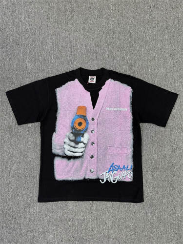 High Quality ASAALI Black Pink Cardigan Pistol Jay Guapo Asaali Graphic T-Shirt
