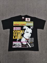 High Quality ASAALI Black Magazine Cover Newspaper Collage Graphic T-Shirt
