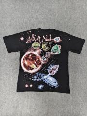 High Quality ASAALI Black Blue Portrait Graphic T-Shirt