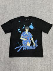 High Quality ASAALI Black Blue Graffiti Graphic T-Shirt